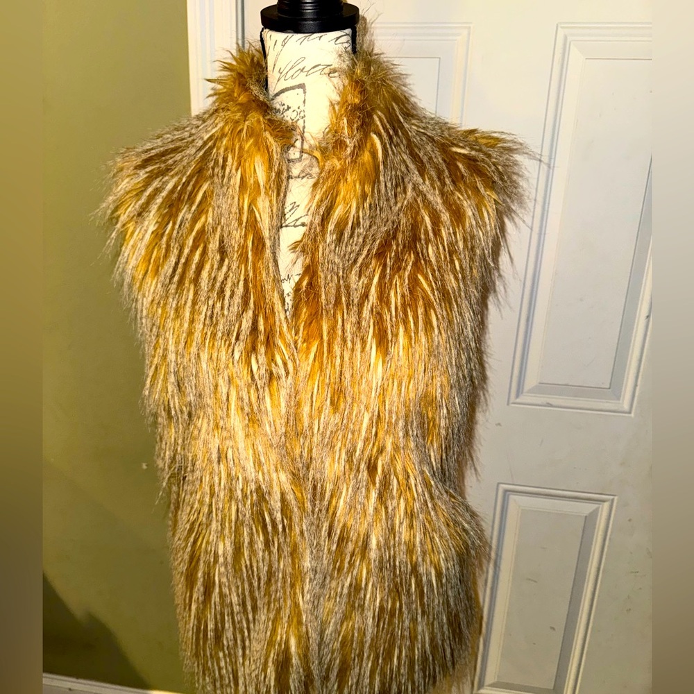 Donna Salyers Fabulous Furs Faux Fur Vest with Clips Size XL